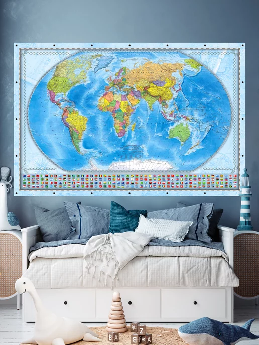 EPSILON Print Карта мира настенная политическая, с флагами стран, вариант, фото 7