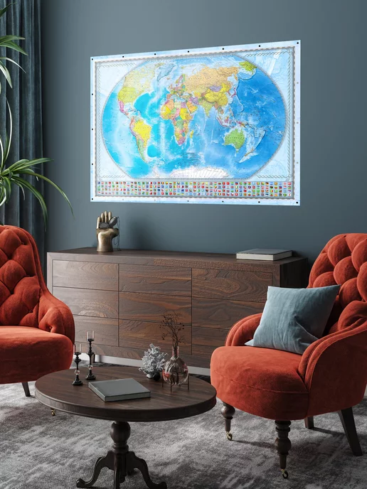 EPSILON Print Карта мира настенная политическая, с флагами стран, вариант, фото 8