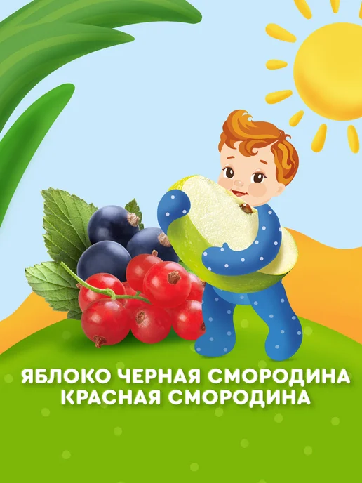 Агуша Пюре детское Яблоко-Смородина 100 г 12 штук, 100 г, фото 3