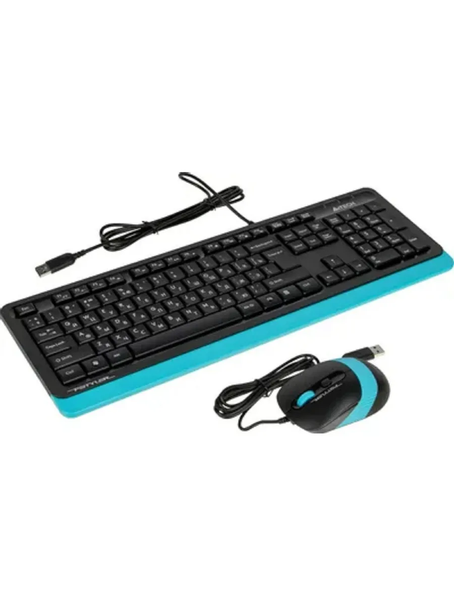 Комплект (клавиатура + мышь) F1010 BLUE, проводной