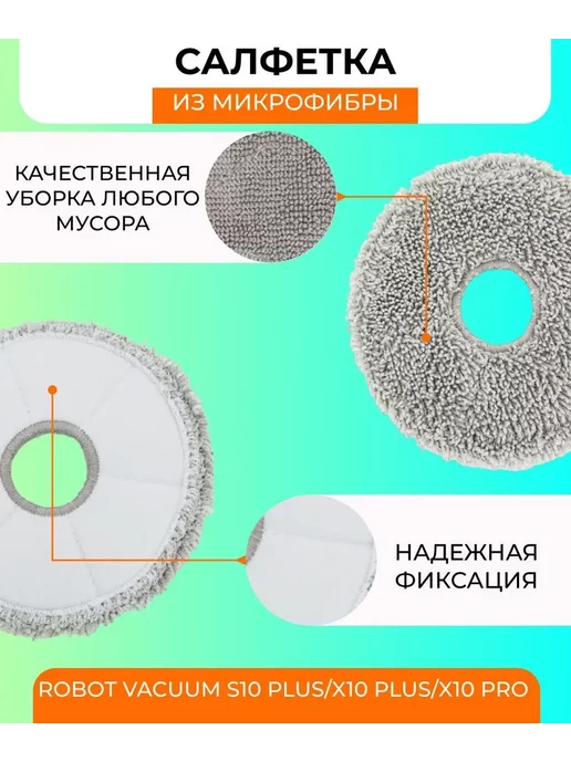 Mituroom Тряпки для робота пылесоса Xiaomi,Robot Vacuum S10+, 4 шт, фото 3