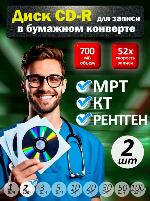 RITEK Диски СD-R для записи в бумажном конверте, 2 шт, 2 шт