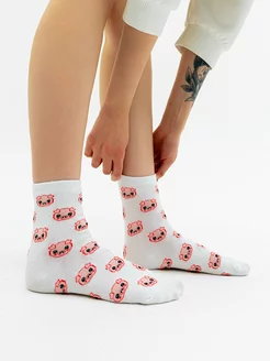 Носки белые со свинками Mi Mi Socks 211079911 купить за 182 ₽ в интернет-магазине Wildberries