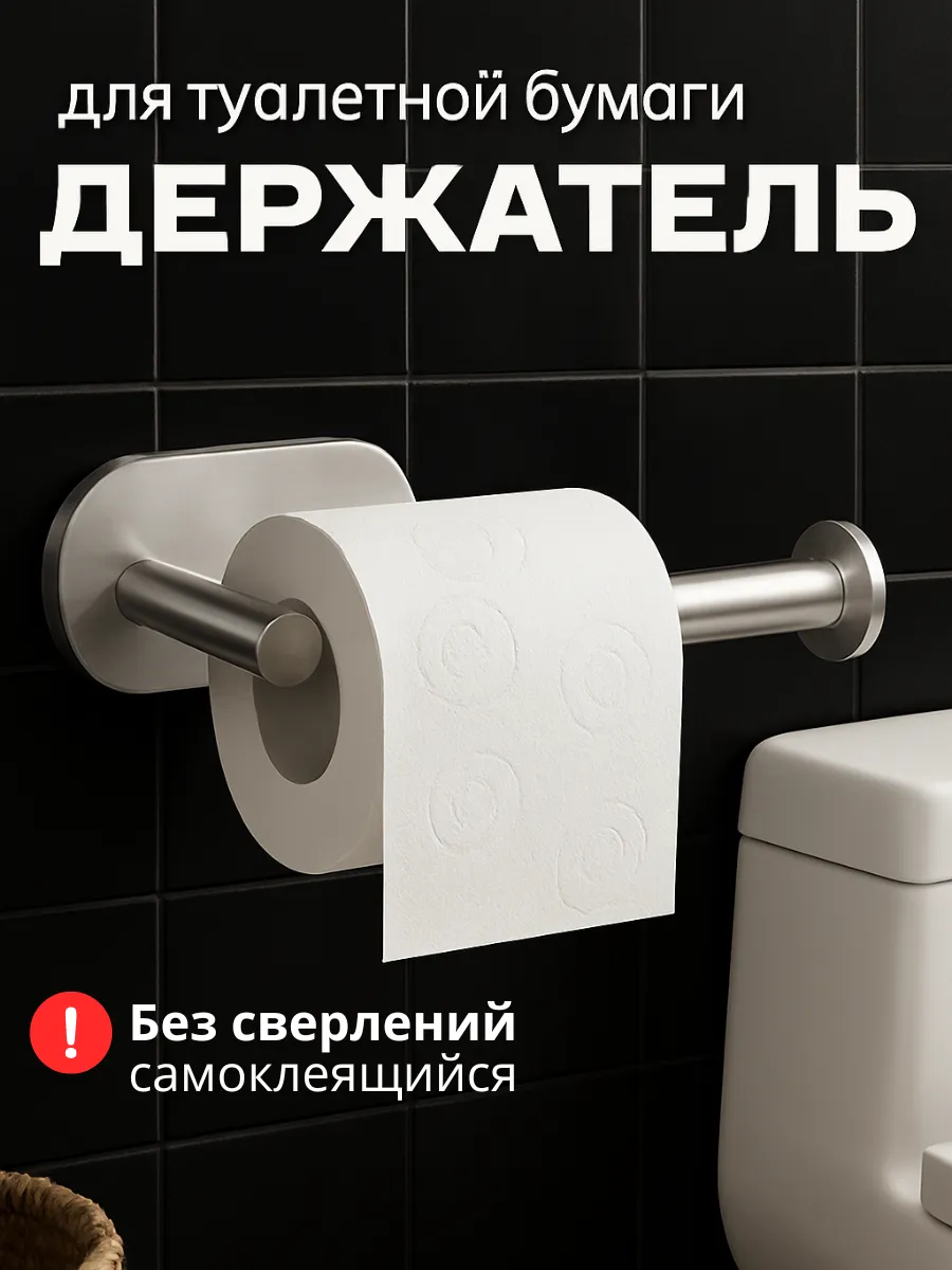 Держатель для туалетной бумаги самоклеящийся без сверления