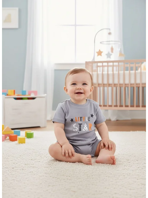 Lemony KIDS Песочник, полукомбинезон для малыша, серый, фото 5