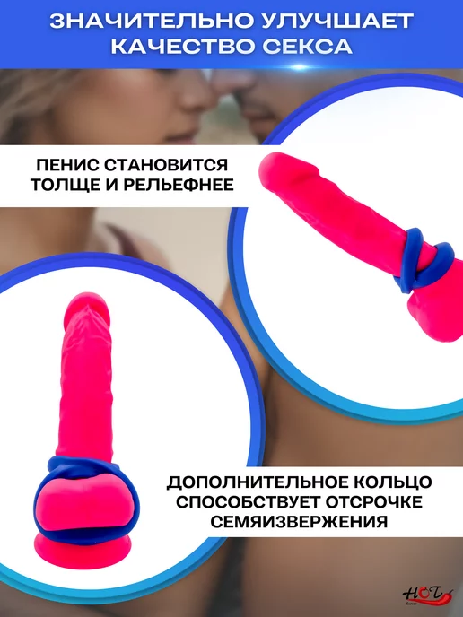 LaViba Двойное эрекционное кольцо для члена, синий, фото 2