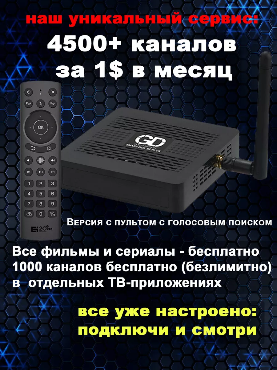 Смарт тв приставка GD S2 plus Genius Devices 211145701 купить в  интернет-магазине Wildberries