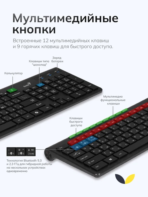 GENIUS Комплект клавиатура и мышь беспроводные для компьютера, черный, фото 3
