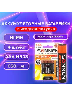 Батарейки аккумуляторные мизинчиковые 4 шт, AAA Sonnen 211187881 купить за 343 ₽ в интернет-магазине Wildberries