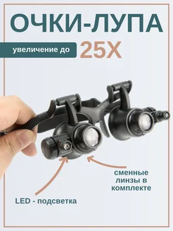 Очки лупа с подсветкой комплект из 6 линз черные Македон 211309234 купить за 652 ₽ в интернет-магазине Wildberries