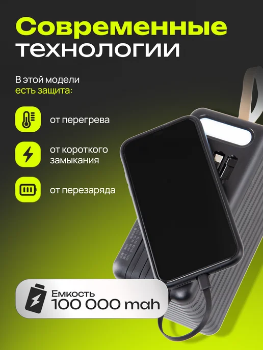 Trendy_Texno Повербанк 100000mah с быстрой зарядкой, 100000 мАч, фото 5
