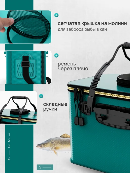 Общество любителей охоты и рыбалки Сумка КАН для рыбалки складная, голубой, фото 3