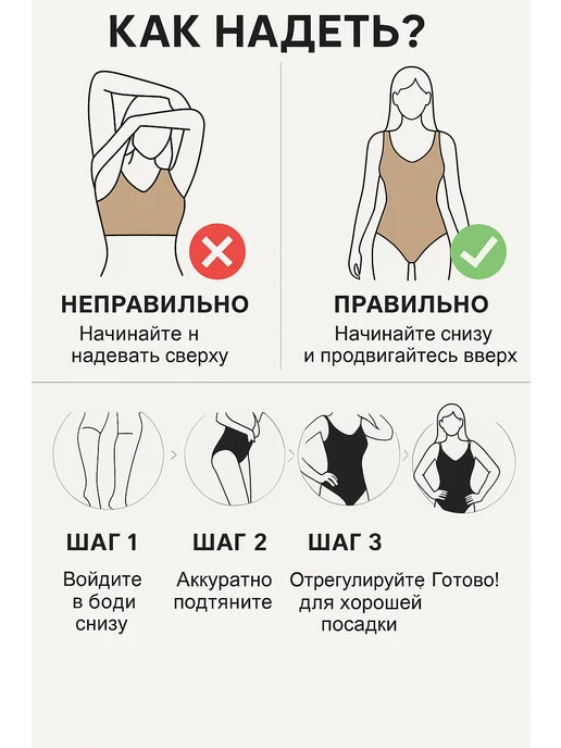 Luna Rose Боди утягивающее, черный, фото 4
