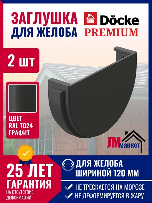 Docke Заглушка желоба водостока Premium, 2 штуки, серый
