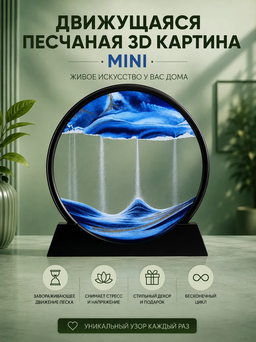 Движущаяся песчаная 3D картина антистресс в комнату mini