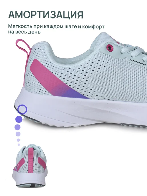 TimeJump Кроссовки женские белые для фитнеса и бега дышащие, голубой, фото 7