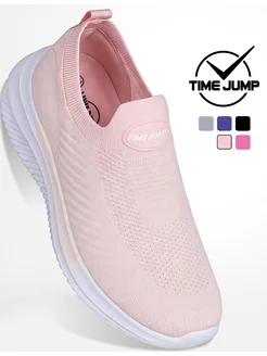 TimeJump Слипоны женские персиковые текстильные для фитнеса дышащие