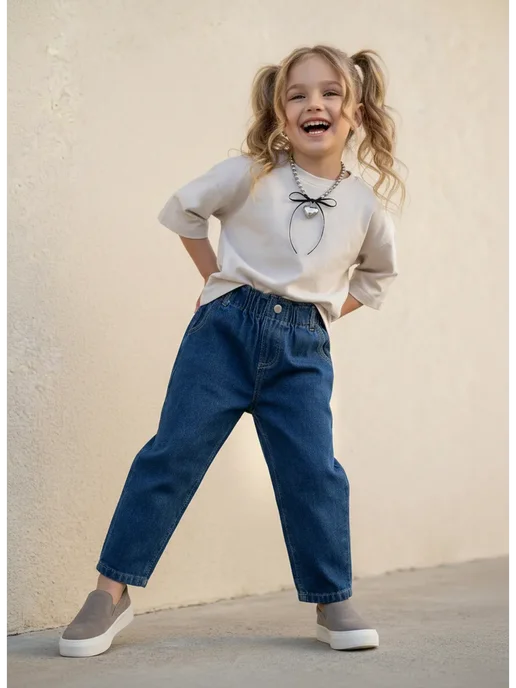 Artcherkids Джинсы детские рваные на резинке, синий, фото 3