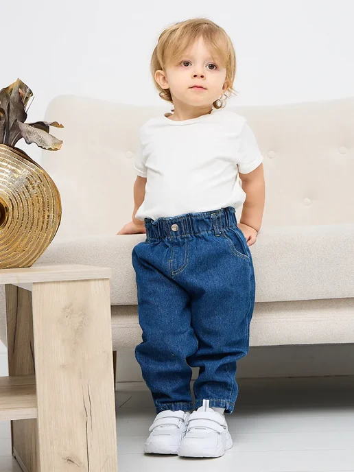 Artcherkids Джинсы для малышей и новорожденных на резинке, синий, фото 3