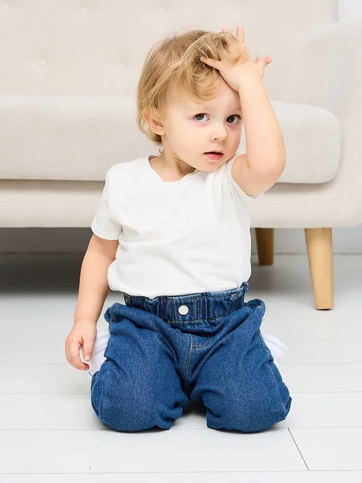 Artcherkids Джинсы для малышей и новорожденных на резинке, синий, фото 5