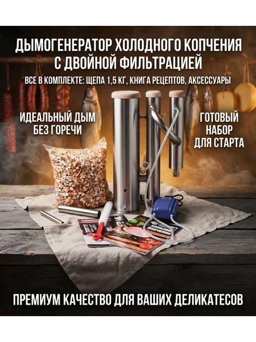 ЖАРЫНЫЧ Дымогенератор для холодного копчения с двойной фильтрацией, вариант, фото 7