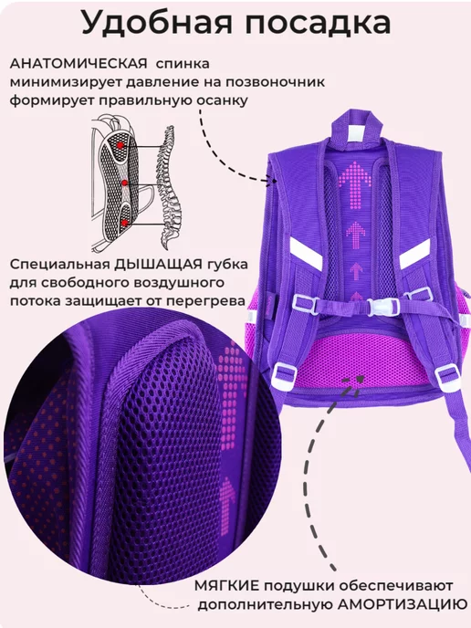 !ШКОЛА Легкий вместительный красивый для девочки, голубой, фото 3