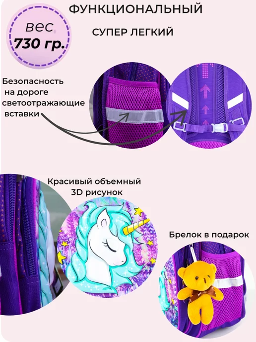 !ШКОЛА Легкий вместительный красивый для девочки, голубой, фото 8