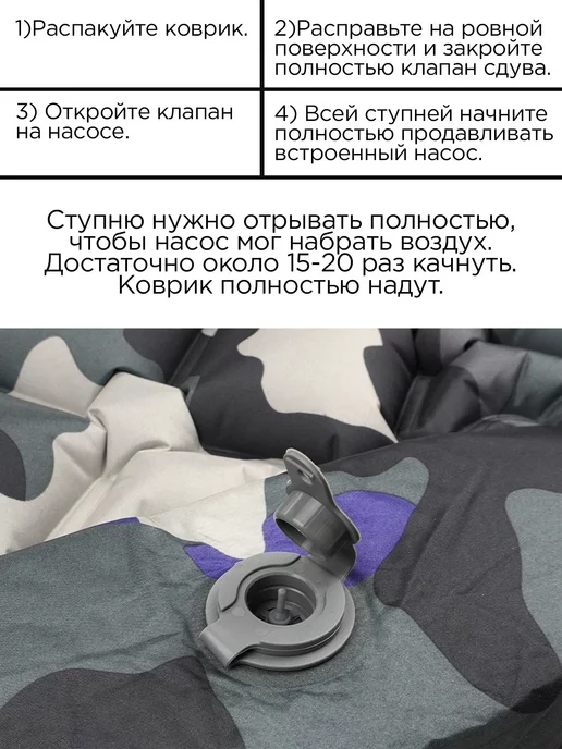 PRESIDENT FISH Коврик надувной "President Fish" 5см для туризма 8885 004, серый, фото 3