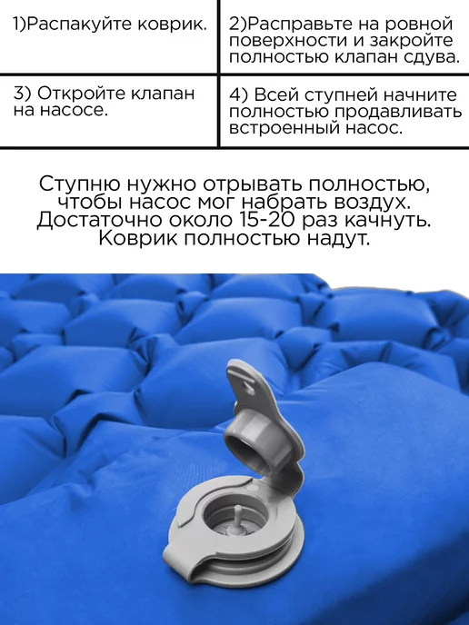 PRESIDENT FISH Коврик надувной "President Fish" 5см для туризма 8885 005, синий, фото 3