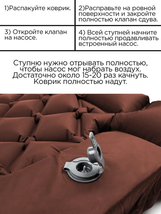 PRESIDENT FISH Коврик надувной "President Fish" 5см для туризма 8881 001, красный, фото 3