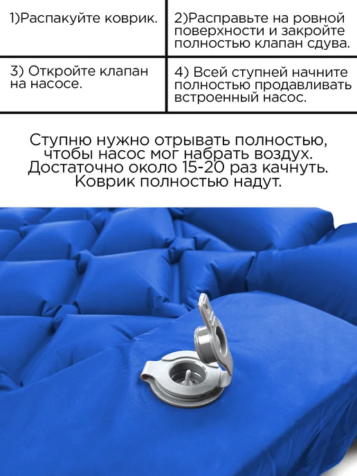 PRESIDENT FISH Коврик надувной "President Fish" 5см для туризма 8881 004, синий, фото 3