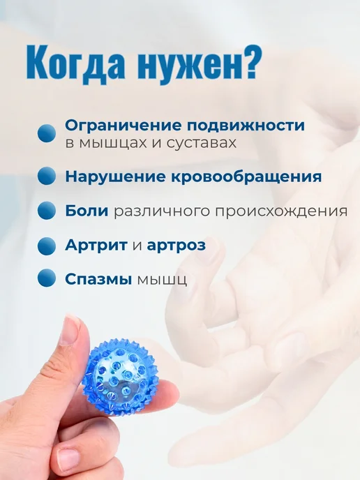 Торг Лайнс Массажный шарик Суджок 2 кольца пружинки, синий, фото 2