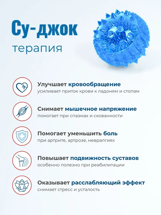 Торг Лайнс Массажный шарик Суджок 2 кольца пружинки, синий, фото 3