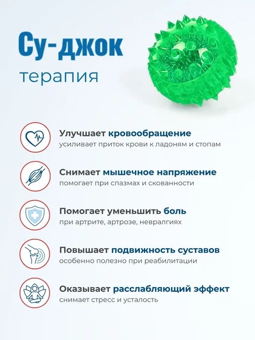 Торг Лайнс Массажный шарик Суджок 2 кольца пружинки, зеленый, фото 3