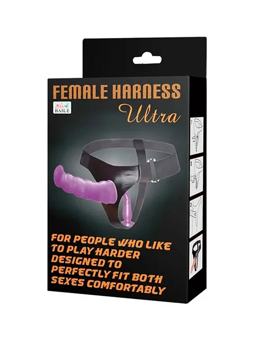 baile Женский страпон с двумя насадками Harness Ultra, фиолетовый, фото 5