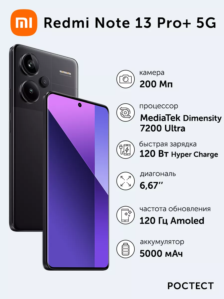 Смартфон Redmi Note 13 Pro+ 5G, 8Gb+256Gb, черный Xiaomi 211607538 купить за  32 760 ₽ в интернет-магазине Wildberries