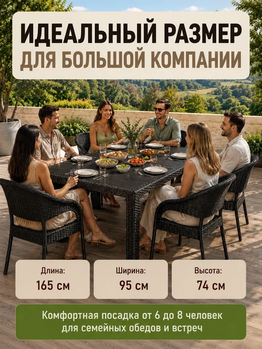 Мир Дачника Стол прямоугольный под ротанг «California Maxi», вариант, фото 2
