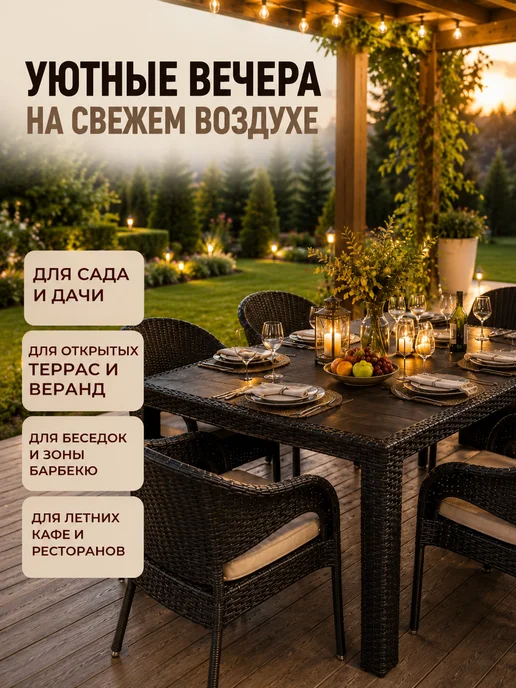 Мир Дачника Стол прямоугольный под ротанг «California Maxi», вариант, фото 4