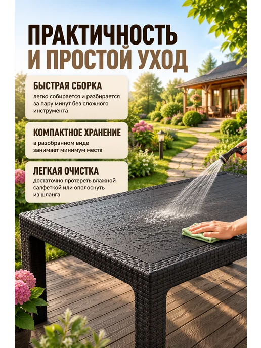 Мир Дачника Стол прямоугольный под ротанг «California Maxi», вариант, фото 5