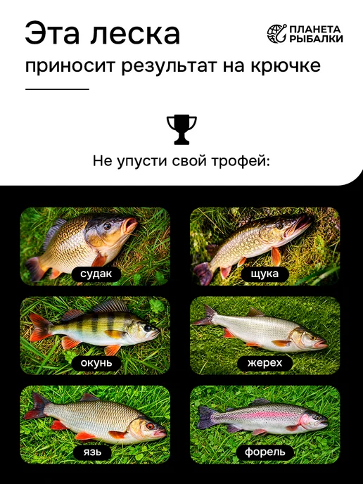 ПЛАНЕТА РЫБАЛКИ Леска для рыбалки TIAGRA флюрокарбоновая 100 м, 100 м, фото 6