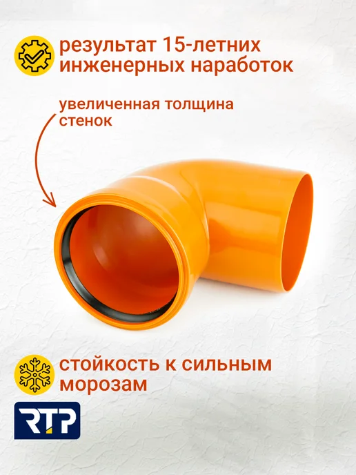 RTP Отвод наружная канализация НК ПП 110х87º, 110x87, фото 4