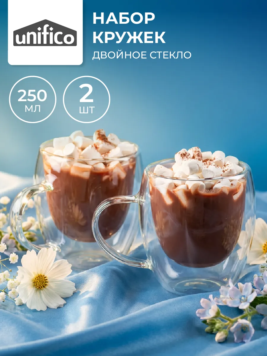 Кружка с двойным дном 250 мл 2шт набор для кофе