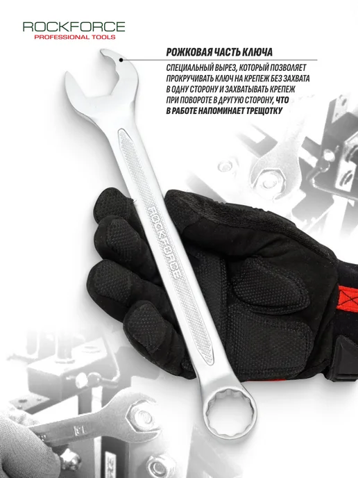 Rockforce Ключ комбинированный "Ratchet drive" 23 мм, серый, фото 2
