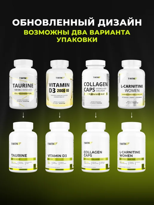1WIN Набор витаминов Коллаген + Таурин + L-Car WOMEN + подарок, вариант, фото 2
