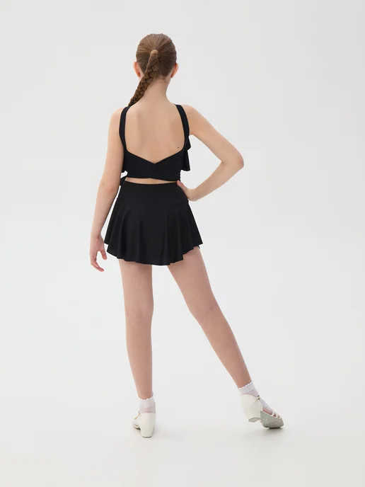 Sveta Dance Fashion Топ танцевальный с воланами, черный, фото 2