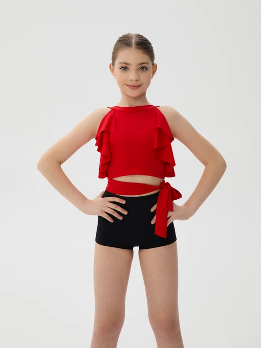 Sveta Dance Fashion Топ танцевальный с воланами, красный, фото 2