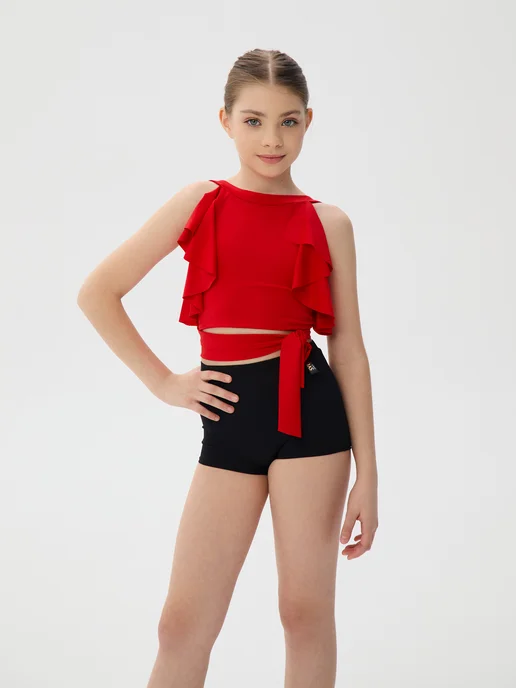 Sveta Dance Fashion Топ танцевальный с воланами, красный, фото 5