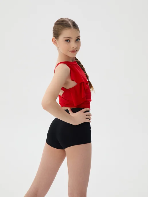 Sveta Dance Fashion Топ танцевальный с воланами, красный, фото 7