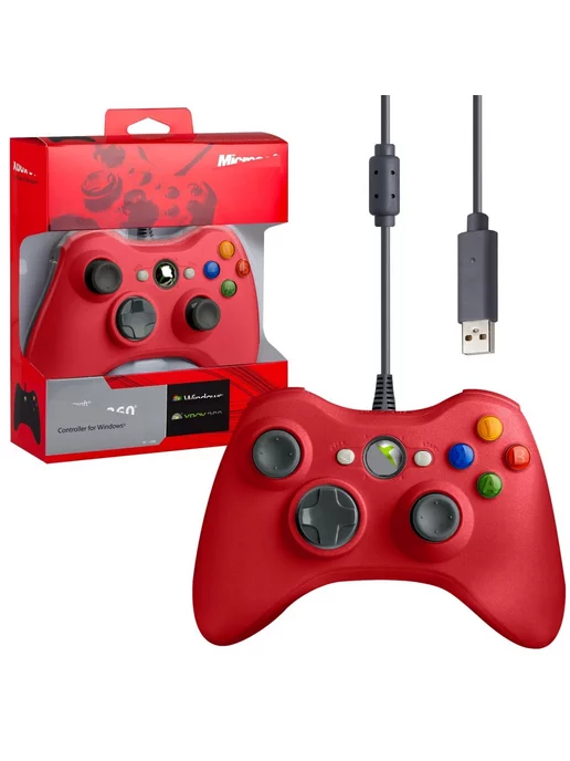 Isa Джойстик для ПК и XBOX 360 gamepad проводной, красный