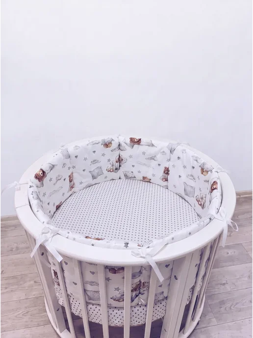 BABYTEX5 Бортик в кроватку для новорожденного 240*30 см - мишки, 240x30, фото 2